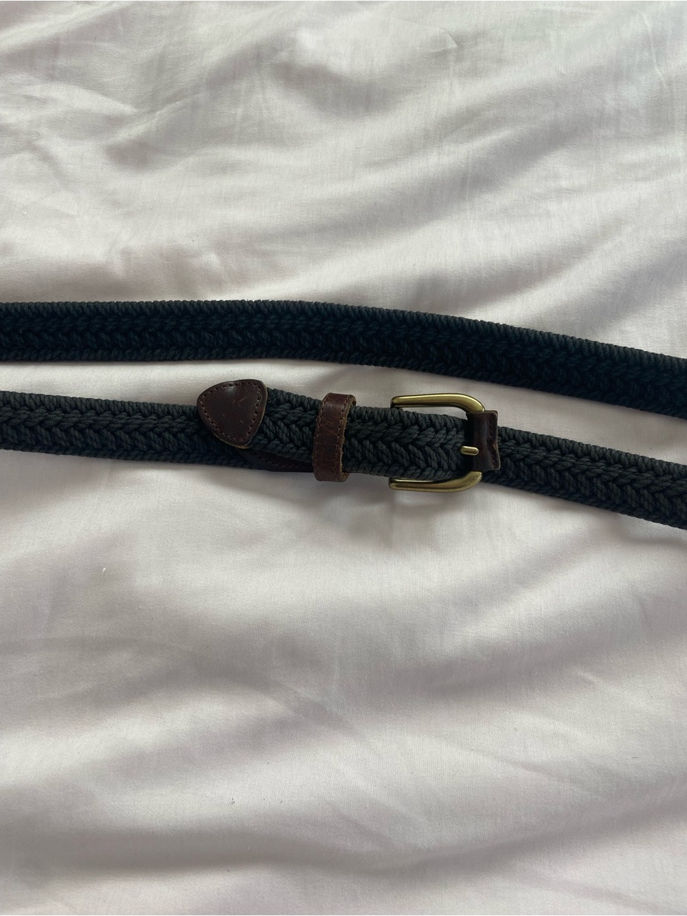 Dockers Dark Grey Braided Belt with Brown Trim & Gold Hardware